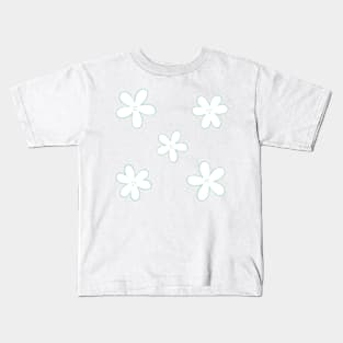 Minimal Abstract Flowers - White with pastel teal green border Kids T-Shirt